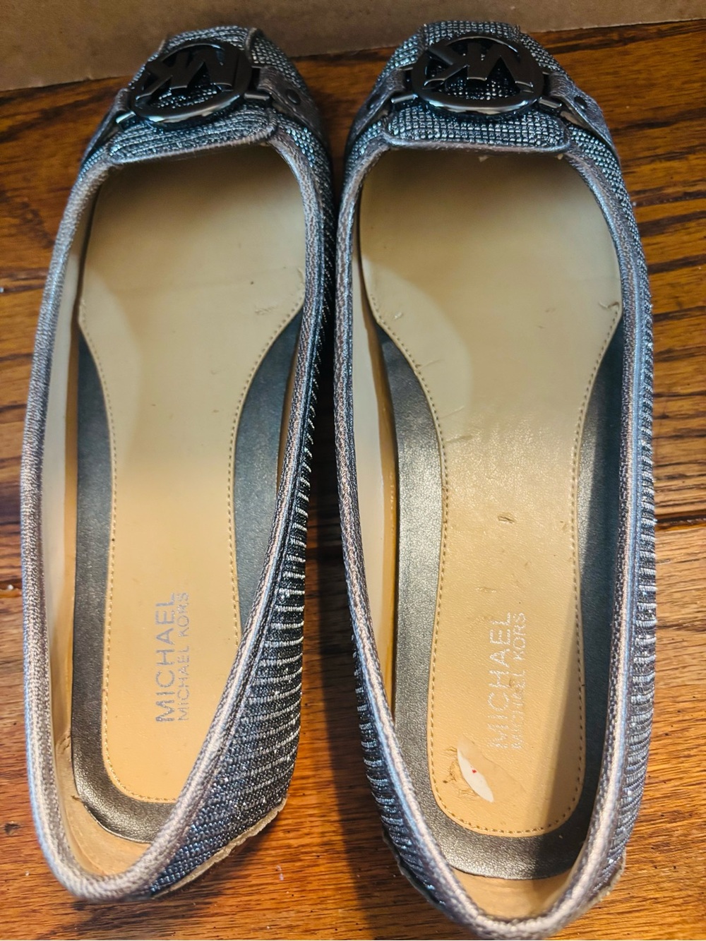 Michael Kors  Fulton Moccasin Silver Crystal Embellished Logo Flat - Picture 3 of 8